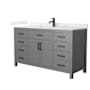 Wyndham Collection Beckett 60" Free Standing Single Basin Vanity Set with Cabinet and Quartz Vanity Top Dark Gray / Giotto Quartz Top / Matte Black Hardware