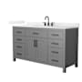 Wyndham Collection Beckett 60" Free Standing Single Basin Vanity Set with Cabinet and Quartz Vanity Top Dark Gray / Giotto Quartz Top / Matte Black Hardware
