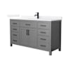 Wyndham Collection Beckett 60" Free Standing Single Basin Vanity Set with Cabinet and Quartz Vanity Top Dark Gray / White Quartz Top / Matte Black Hardware