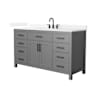Wyndham Collection Beckett 60" Free Standing Single Basin Vanity Set with Cabinet and Quartz Vanity Top Dark Gray / White Quartz Top / Matte Black Hardware