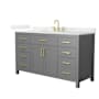 Wyndham Collection Beckett 60" Free Standing Single Basin Vanity Set with Cabinet and Quartz Vanity Top Dark Gray / Giotto Quartz Top / Brushed Gold Hardware