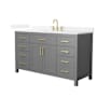 Wyndham Collection Beckett 60" Free Standing Single Basin Vanity Set with Cabinet and Quartz Vanity Top Dark Gray / White Quartz Top / Brushed Gold Hardware