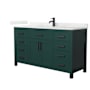 Wyndham Collection Beckett 60" Free Standing Single Basin Vanity Set with Cabinet and Quartz Vanity Top Green / Giotto Quartz Top / Matte Black Hardware