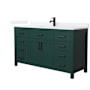 Wyndham Collection Beckett 60" Free Standing Single Basin Vanity Set with Cabinet and Quartz Vanity Top Green / White Quartz Top / Matte Black Hardware