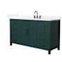 Wyndham Collection Beckett 60" Free Standing Single Basin Vanity Set with Cabinet and Quartz Vanity Top Green / White Quartz Top / Matte Black Hardware