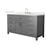 Wyndham Collection Beckett 60" Free Standing Single Basin Vanity Set with Cabinet and Quartz Vanity Top Dark Gray / Giotto Quartz Top / Brushed Nickel Hardware