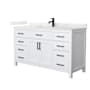 Wyndham Collection Beckett 60" Free Standing Single Basin Vanity Set with Cabinet and Quartz Vanity Top White / Giotto Quartz Top / Matte Black Hardware