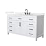 Wyndham Collection Beckett 60" Free Standing Single Basin Vanity Set with Cabinet and Quartz Vanity Top White / Giotto Quartz Top / Matte Black Hardware