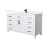 Wyndham Collection Beckett 60" Free Standing Single Basin Vanity Set with Cabinet and Quartz Vanity Top White / White Quartz Top / Matte Black Hardware
