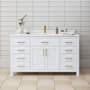 Wyndham Collection Beckett 60" Free Standing Single Basin Vanity Set with Cabinet and Cultured Marble Vanity Top White / Carrara Cultured Marble Top / Brushed Gold Hardware