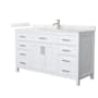 Wyndham Collection Beckett 60" Free Standing Single Basin Vanity Set with Cabinet and Quartz Vanity Top White / Giotto Quartz Top / Brushed Nickel Hardware
