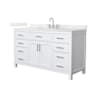 Wyndham Collection Beckett 60" Free Standing Single Basin Vanity Set with Cabinet and Quartz Vanity Top White / Giotto Quartz Top / Brushed Nickel Hardware