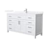 Wyndham Collection Beckett 60" Free Standing Single Basin Vanity Set with Cabinet and Quartz Vanity Top White / White Quartz Top / Brushed Nickel Hardware