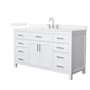 Wyndham Collection Beckett 60" Free Standing Single Basin Vanity Set with Cabinet and Quartz Vanity Top White / White Quartz Top / Brushed Nickel Hardware