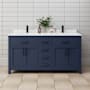 Wyndham Collection Beckett 66" Free Standing Double Basin Vanity Set with Cabinet and Cultured Marble Vanity Top Dark Blue / White Cultured Marble Top / Matte Black Hardware