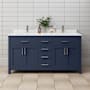 Wyndham Collection Beckett 66" Free Standing Double Basin Vanity Set with Cabinet and Cultured Marble Vanity Top Dark Blue / White Cultured Marble Top / Brushed Nickel Hardware