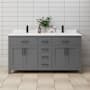 Wyndham Collection Beckett 66" Free Standing Double Basin Vanity Set with Cabinet and Cultured Marble Vanity Top Dark Gray / White Cultured Marble Top / Matte Black Hardware