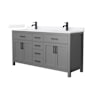 Wyndham Collection Beckett 66" Free Standing Double Basin Vanity Set with Cabinet and Quartz Vanity Top Dark Gray / White Quartz Top / Matte Black Hardware