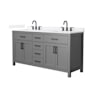 Wyndham Collection Beckett 66" Free Standing Double Basin Vanity Set with Cabinet and Quartz Vanity Top Dark Gray / White Quartz Top / Matte Black Hardware