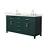 Wyndham Collection Beckett 66" Free Standing Double Basin Vanity Set with Cabinet and Quartz Vanity Top Green / Giotto Quartz Top / Brushed Gold Hardware