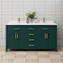Wyndham Collection Beckett 66" Free Standing Double Basin Vanity Set with Cabinet and Cultured Marble Vanity Top Green / White Cultured Marble Top / Brushed Gold Hardware