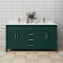 Wyndham Collection Beckett 66" Free Standing Double Basin Vanity Set with Cabinet and Cultured Marble Vanity Top Green / Carrara Cultured Marble Top / Brushed Nickel Hardware