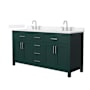 Wyndham Collection Beckett 66" Free Standing Double Basin Vanity Set with Cabinet and Quartz Vanity Top Green / White Quartz Top / Brushed Nickel Hardware