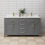 Wyndham Collection Beckett 66" Free Standing Double Basin Vanity Set with Cabinet and Cultured Marble Vanity Top Dark Gray / Carrara Cultured Marble Top / Brushed Gold Hardware
