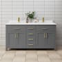 Wyndham Collection Beckett 66" Free Standing Double Basin Vanity Set with Cabinet and Cultured Marble Vanity Top Dark Gray / White Cultured Marble Top / Brushed Gold Hardware