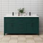 Wyndham Collection Beckett 66" Free Standing Double Basin Vanity Set with Cabinet and Cultured Marble Vanity Top Green / Carrara Cultured Marble Top / Matte Black Hardware