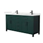 Wyndham Collection Beckett 66" Free Standing Double Basin Vanity Set with Cabinet and Quartz Vanity Top Green / Giotto Quartz Top / Matte Black Hardware