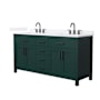Wyndham Collection Beckett 66" Free Standing Double Basin Vanity Set with Cabinet and Quartz Vanity Top Green / White Quartz Top / Matte Black Hardware
