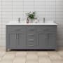Wyndham Collection Beckett 66" Free Standing Double Basin Vanity Set with Cabinet and Cultured Marble Vanity Top Dark Gray / Carrara Cultured Marble Top / Brushed Nickel Hardware