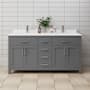 Wyndham Collection Beckett 66" Free Standing Double Basin Vanity Set with Cabinet and Cultured Marble Vanity Top Dark Gray / White Cultured Marble Top / Brushed Nickel Hardware