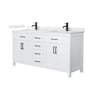 Wyndham Collection Beckett 66" Free Standing Double Basin Vanity Set with Cabinet and Quartz Vanity Top White / Giotto Quartz Top / Matte Black Hardware