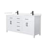 Wyndham Collection Beckett 66" Free Standing Double Basin Vanity Set with Cabinet and Quartz Vanity Top White / White Quartz Top / Matte Black Hardware