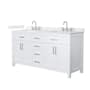 Wyndham Collection Beckett 66" Free Standing Double Basin Vanity Set with Cabinet and Quartz Vanity Top White / Giotto Quartz Top / Brushed Nickel Hardware