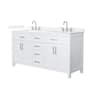Wyndham Collection Beckett 66" Free Standing Double Basin Vanity Set with Cabinet and Quartz Vanity Top White / White Quartz Top / Brushed Nickel Hardware