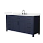 Wyndham Collection Beckett 66" Free Standing Single Basin Vanity Set with Cabinet and Quartz Vanity Top Dark Blue / Giotto Quartz Top / Matte Black Hardware