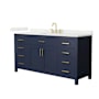 Wyndham Collection Beckett 66" Free Standing Single Basin Vanity Set with Cabinet and Quartz Vanity Top Dark Blue / Giotto Quartz Top / Brushed Gold Hardware
