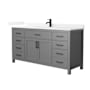 Wyndham Collection Beckett 66" Free Standing Single Basin Vanity Set with Cabinet and Quartz Vanity Top Dark Gray / White Quartz Top / Matte Black Hardware