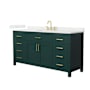 Wyndham Collection Beckett 66" Free Standing Single Basin Vanity Set with Cabinet and Quartz Vanity Top Green / Giotto Quartz Top / Brushed Gold Hardware