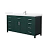 Wyndham Collection Beckett 66" Free Standing Single Basin Vanity Set with Cabinet and Quartz Vanity Top Green / White Quartz Top / Brushed Nickel Hardware