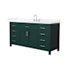 Wyndham Collection Beckett 66" Free Standing Single Basin Vanity Set with Cabinet and Quartz Vanity Top Green / White Quartz Top / Brushed Nickel Hardware