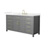 Wyndham Collection Beckett 66" Free Standing Single Basin Vanity Set with Cabinet and Quartz Vanity Top Dark Gray / Giotto Quartz Top / Brushed Gold Hardware