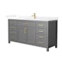 Wyndham Collection Beckett 66" Free Standing Single Basin Vanity Set with Cabinet and Quartz Vanity Top Dark Gray / White Quartz Top / Brushed Gold Hardware