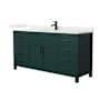 Wyndham Collection Beckett 66" Free Standing Single Basin Vanity Set with Cabinet and Quartz Vanity Top Green / Giotto Quartz Top / Matte Black Hardware