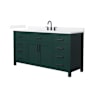 Wyndham Collection Beckett 66" Free Standing Single Basin Vanity Set with Cabinet and Quartz Vanity Top Green / White Quartz Top / Matte Black Hardware