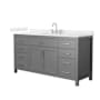 Wyndham Collection Beckett 66" Free Standing Single Basin Vanity Set with Cabinet and Quartz Vanity Top Dark Gray / Giotto Quartz Top / Brushed Nickel Hardware