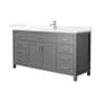 Wyndham Collection Beckett 66" Free Standing Single Basin Vanity Set with Cabinet and Quartz Vanity Top Dark Gray / White Quartz Top / Brushed Nickel Hardware